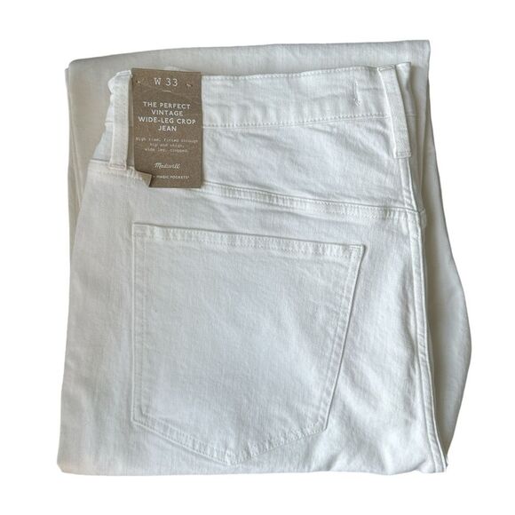 Madewell The Perfect Vintage Wide Leg Crop Tile White Size 33 - Picture 1 of 9